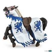 Figurine Cheval du roi au dragon bleu - Figurine du Médiéval - Papo 39389