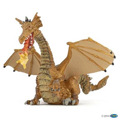 Figurine Dragon Or avec flamme - Figurine Fiction et Légende - Papo 39095